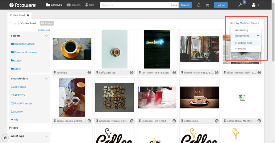 Sorting archive content in the FotoWeb user interface.png