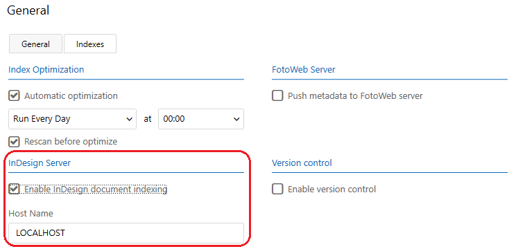 Enabling InDesign document indexing