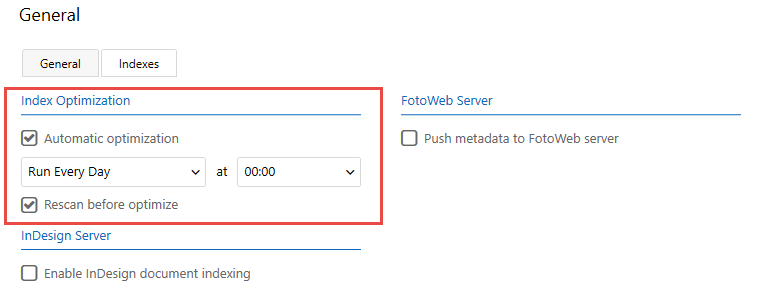 Setting an index optimization schedule