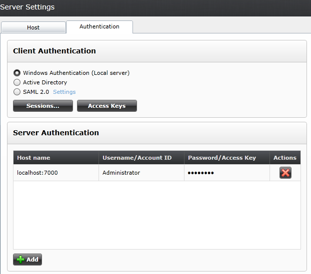 Client and server authentication settings in the Operations Center