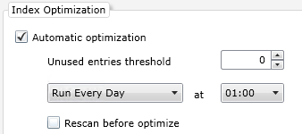 Setting an index optimization schedule