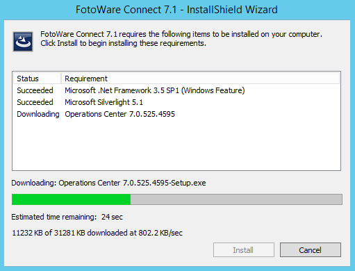 FotoWare Connect install - Downloading required components