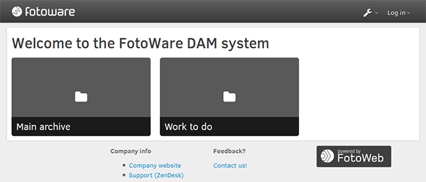 What a custom welcome message looks like on the FotoWeb site