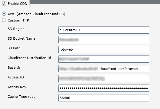 Configuring FotoWeb to use Amazon CloudFront CDN