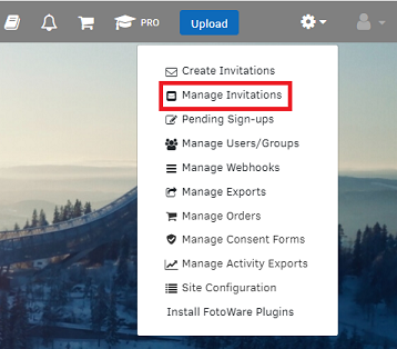 FotoWare menu for managing invitations.png